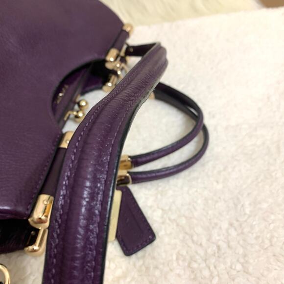 Coach Purple Satchel with Gold Accents - Picture 10 of 16